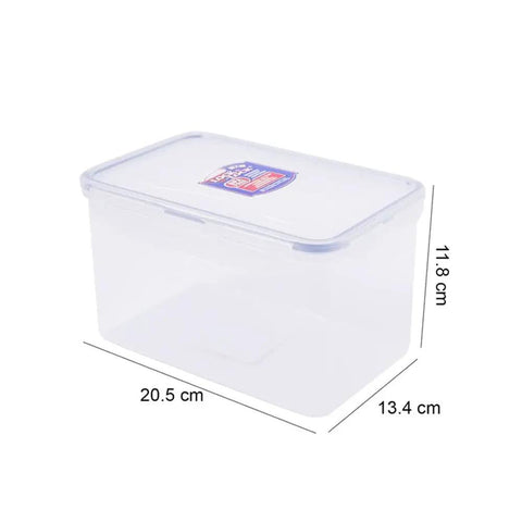 8 Cup Airtight Pantry Storage Rectangle Container Bpa Free Smart Kitchen Organizer transparent design with dimensions shown