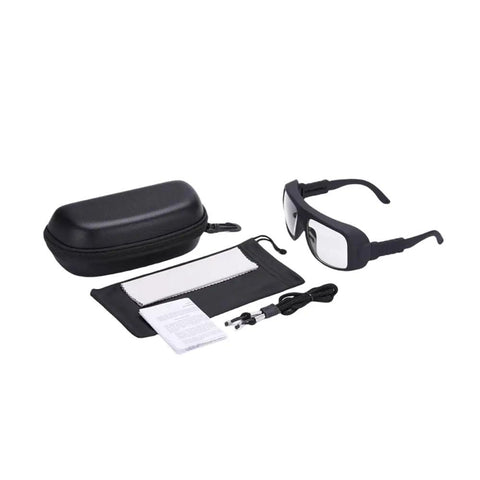 Rugged Laser Protective Glasses Rated OD 6 Plus For 2940NM Erbium Lasers With DI LB3 Certification and accessories in a black case.