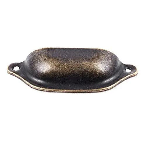 Vintage Antique Brass Cup Pull Handles For Cabinets And Drawers Solid As Rock Metal Hardware with scooped shape for easy grip