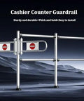 Single Direction Swing Security Gate With Auto Rebound Barrier For Busy Retail Shops And Offices Heavy Duty Black Metal Access Guardrail That Keeps Line Cutters At Bay Easy Floor Bolt Setup, featuring sturdy guardrail design.
