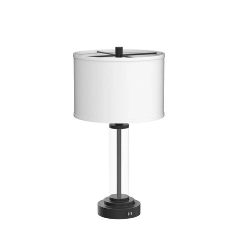 Touch Control Table Lamps Set Of 2 With USB Ports And 3 Way Dimmable Bedside Lighting shown with white shade and black base