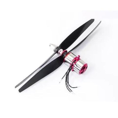 CR23M Coaxial Contra-Rotating Motor 1550KV for RC Helicopter with black blades and pink housing.