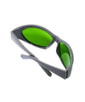 Straight Up Legit Infrared Laser Protective Glasses Built Dang Tough With Heavy Duty Nd Yag Laser Safety Eyewear in green tint with gray frame.