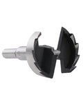 Side view of SAMEZA hinge boring drill bit for 6–72 mm holes, with black fluted cutters and silver pilot.