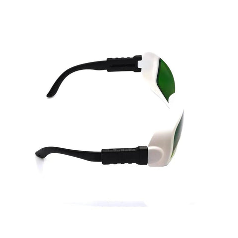 Badass Infrared Laser Protective Glasses Featuring Slick Clear Lenses And Ill OD 8 Plus Shielding For Top Tier 900 To 1100 Nm Eye Safety and Pro Grade Workshop Protective Equipment in profile view.