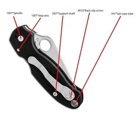 Heavy Duty Titanium Handle Screws For Para3 And Knives CNC Precision Shank Bolts In Glossy Blue Finish on knife parts with labels.