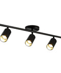 Modern Dope Matte Black 3 Light Adjustable LED Track Lighting Kit With Industrial 3 Way Flush Mount Ceiling Spotlights And Rotatable Heads