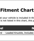 Fitment chart for Front Left Wheel Bearing Hub Assembly For The 2018 2022 Honda Accord Drivers Side.