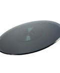 Heavy Duty Tempered Glass Rotating Serving Tray With Premium Steel Bearings Massive Lazy Susan Table Top Kitchen Swivel Plate showing design and smooth finish.