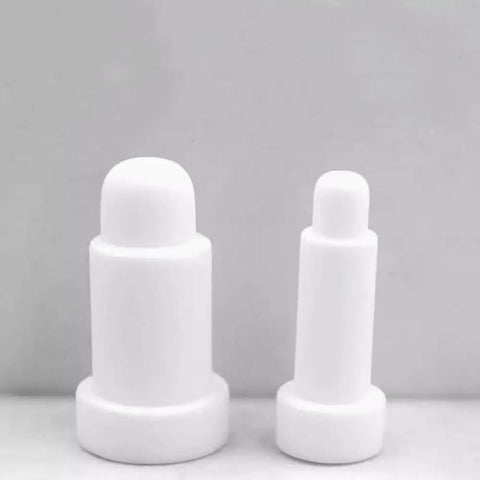 Heavy Duty Ceramic Positioning Pins For Spot Welding Machines Right Angle M10, two sizes, white ceramic material.