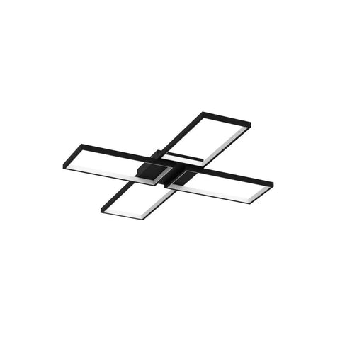 Black Square LED Ceiling Light Flush Mount for Dining Room Living Room Kitchen, 33.07 Inch Geometric Modern Fixture, Cool White 6000K