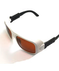 Heavy Duty Infrared Laser Safety Glasses Blocking 532 Nm And 1064 Nm Waves with snug fit and orange lenses for eye protection.