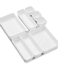 8 Piece Interlocking Bin Pack Drawer Organizer For Office, Kitchen, Tools And Bathroom Junk Drawer Essentials, Modular Storage System