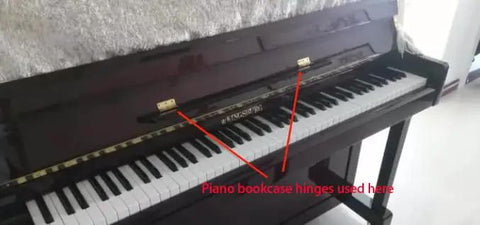 Upright Piano Music Table Hinges With Soft Close Damping And Straight Edge Pure Copper Build for smooth lid control on a piano.