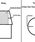 Diagram of bung specifications and tubing size needed to fit, includes thread and dimensions for Built Tough 1/2 Inch 4 Link Rod End Kit Featuring Bungs Forged From Heat Treated 4130 Chromoly Steel Supported By Bulletproof Teflon Kevlar Races Ships Fully Equipped With Each Right And Left Unit Along With Sealed Jam Nuts.