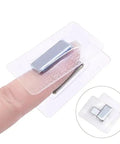 Heavy Duty Rectangular Magnetic Buttons Hidden Clasp Set Hella Secure For Leather Bags Jackets And Luggage 10 Pack Prime Neodymium Snap Fasteners shown on a finger.