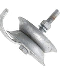 Heavy Duty Galvanized Steel Gate Track Roller Built Like A Tank For Barns And Pastures With Smooth Rollin Movement and Totally Rust Free Performance. Side view showing the bolt and smooth design.