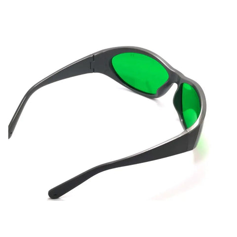 OG Grade Red Laser Protective Glasses For 620 To 700nm Range OD6 Plus Safety Goggles with green lenses for laser protection.