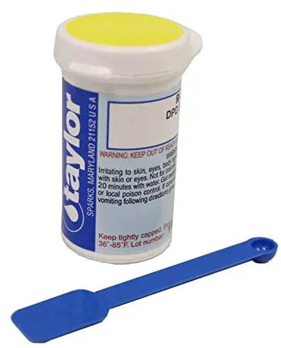 Top Shelf Swimming Pool Test Kit Refill DPD Powder 10 Grams 2 Pack with blue spoon for precise chlorine measurement.