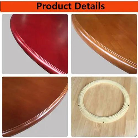 Rugged Wooden Lazy Susan Turntable Featuring Smooth 360 Spin for Dining Tables and Kitchen Counters, showcasing different wood finishes.