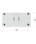Dead Simple 2 Pack Indoor Countdown Timer With Auto Shut Off Outlet And Illuminated Buttons, white top view with dimensions.