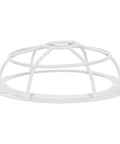 Rugged Iron Mesh Guard For Smoke Sensors And Fire Alarms, white metal cover designed to protect detectors from impacts.