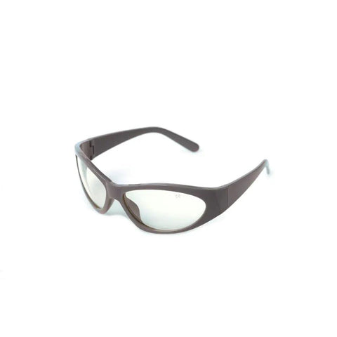 Real Deal 2940nm Laser Safety Glasses With Crisp Clear Square Frames, Snug Lightweight Unisex Build, OD 6 Plus Optics, Top Shelf Erbium Eye Protection That Knocks Out Clinical Workflow Demands While Keeping Eyes Safe, angled view of safety goggles with clear lenses.