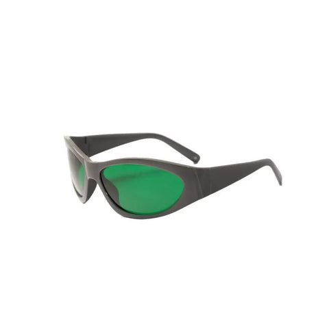 Pro Grade Laser Safety Glasses Shield Your Peepers From Blue Red And Infrared Beams Up To 1100Nm with green lenses and sturdy frame.