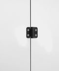 Durable Torque Cabinet Door Hinge With Adjustable Stop, Black Zinc Alloy, 1.8 Nm, Close Hinge For Kitchen And Bathroom Cabinets, Easy Install, Four Screw Design, Tough Built Kitchen Hardware By VILLCASE. Visible on a white cabinet.