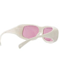 Legit 2 Pack Laser Safety Glasses Providing Hardcore 808Nm Infrared Protection For Tattoo Removal And Brow Cleanup, white frame with pink tinted lenses.