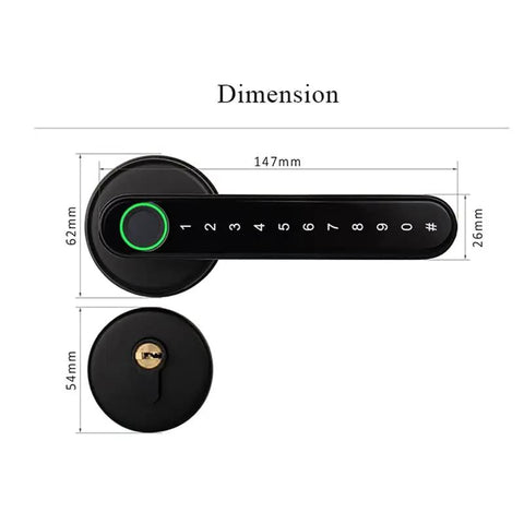 Beefed Up Smart Padlock With Touchless Fingerprint Entry And App Remote Control rugged dimensions 147mm long, 62mm round, sleek design.