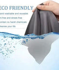 Camera lens cleaning cloth, gray microfiber, 6x7 inches, front view, reusable