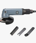 Heavy Duty 4 Inch Pneumatic Angle Grinder With Stepless Speed Control And Front Exhaust Cooling For Crushing Rust Polishing Steel. Includes accessories.