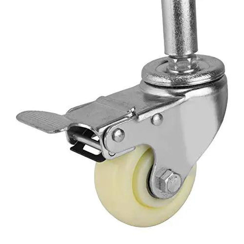 Heavy Hitter Spring Loaded Gate Rollers With Locking Brake Self Adjusting Caster For Farm And Barn Gates close-up of nylon wheel and metal frame