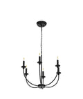 Six Light Black Farmhouse Industrial Metal Chandelier With Classic Candle Pendant Style For Dining Room Kitchen Living Spaces E12 Ceiling Fixture Vintage Chic Vibe Lighting