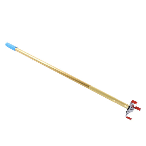Smoke Detector Removal Tool With 4 3 Meter Aluminum Telescoping Pole For High Ceilings And Tight Nooks Featuring Quick Release Jaw showing red jaw end.