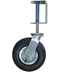 Eight Inch Pneumatic Gate Casters With Spring Loaded Swivel Wheels deliver a smooth yard fence glide, featuring a sturdy rubber tire.
