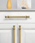 10 Pack 3 1/2 Inch Hole Center Brushed Brass Cabinet Pulls Solid Heavy Duty Drawer Handles For Kitchen Bathroom Furniture on white cabinet.