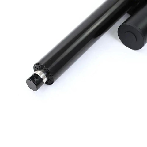 Close-up of a Badass Electric Linear Actuator Pumps Out 7000N of Thrust on 12V 24V 36V or 48V, showcasing durable black finish.