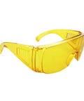 Heavy Duty Anti Fog Yellow Safety Goggles Real Deal Protective Eyewear Built To Go Over Prescription Specs For Dental Labs Teeth Whitening And Smooth Daily Construction Work, 160x56 mm size, with curved design.