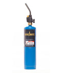 Trigger Start Propane Torch For Home Projects With Webbed Flame, Easy Ignition, attached to 14.1 oz blue propane cylinder.
