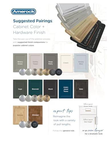 Color and finish suggestions for cabinetry from Amerock with sample colors and Renown Champagne Bronze Cabinet Pull Five And One Sixteenth Inch Center To Center Traditional Drawer Handle For Cabinets And Furniture Warm Elegant Finish 128 Millimeter Spacing One Pack