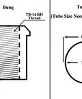 Diagram showing 7/8-14 thread bung and tubing dimensions for Heavy Duty Badass 7/8-14 Thread Complete 4 Link Rod End Kit.