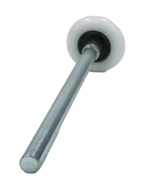 Solid As A Rock Garage Door Roller Replacement With Heavy Duty Nylon Wheel And 13 Ball Bearings displayed side view showing the nylon wheel and metal stem.