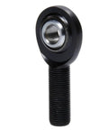 Built Serious Chromoly Spherical Rod End With One Half Inch Bore And 5 8 18 Right Hand Male Thread Coated In Smooth Black Powder, side view highlighting the threaded shaft.