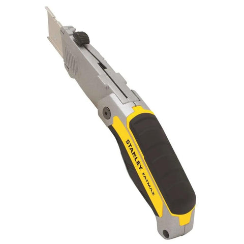 Heavy Duty Folding Utility Knife With ExoChange Fast Blade Swap And A Knockout Soft Touch Grip, showing a side view of the tool.