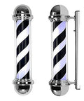 Top Shelf Rotating Barber Pole LED Light, Slick Red White Blue Striped Salon Sign, all-weather outdoor wall mount lamp, 75cm size.