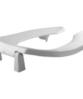 Elongated White Toilet Seat With 2 Inch Lift Raised Open Front For Easier Sitting Long Lasting Solid Plastic Commercial STA Tite Fastening System