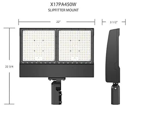 Built Tough Commercial LED Floodlight 3 Way Adjustable Wattage 250W 350W 400W Heavy Duty Outdoor Security Light slipfitter mount dimensions