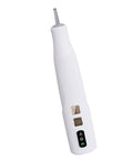 Badass Cordless Electric Pickup Pen With Reliable Vacuum Grip To Snag Loose Bits Zero Sweat For Desk Projects Plus Bright Light And Smooth Angled Tip For Crisp Workflows, white design with control buttons.